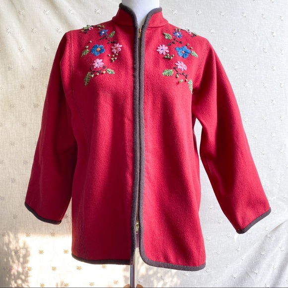 Vintage embroidered wool kimono jacket - Picture 2 of 8